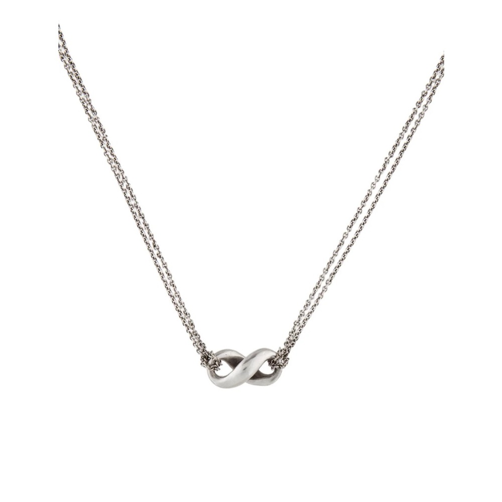Tiffany Sterling silver double strand infinity necklace
